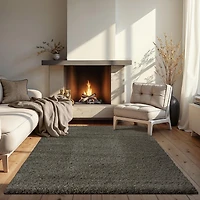 hometrends Deluxe Grey Shag Rug, 5 ft. 3 in. x 7 ft.