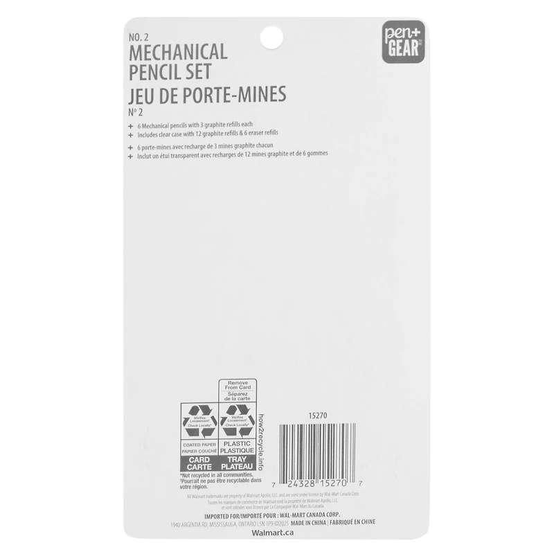Crayons mécaniques rechargeables Pen+Gear #2 avec recharges de mine, 0,7 mm, lot de 6 Pack de 6