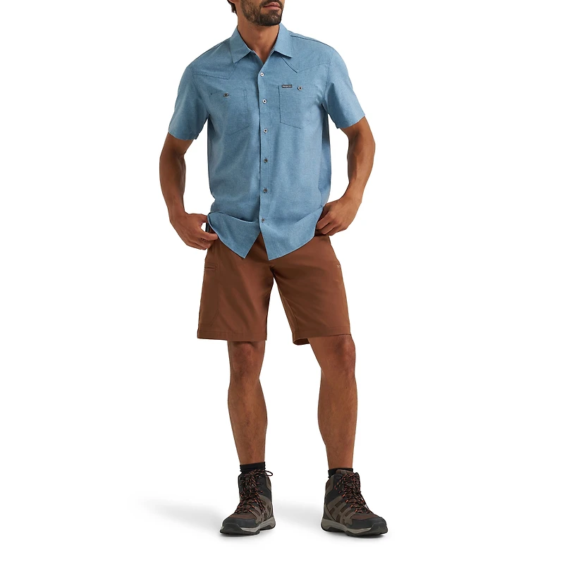 Chemise pour hommes Wrangler® à manches courtes, inspirée de l'Ouest, avec une seule poche