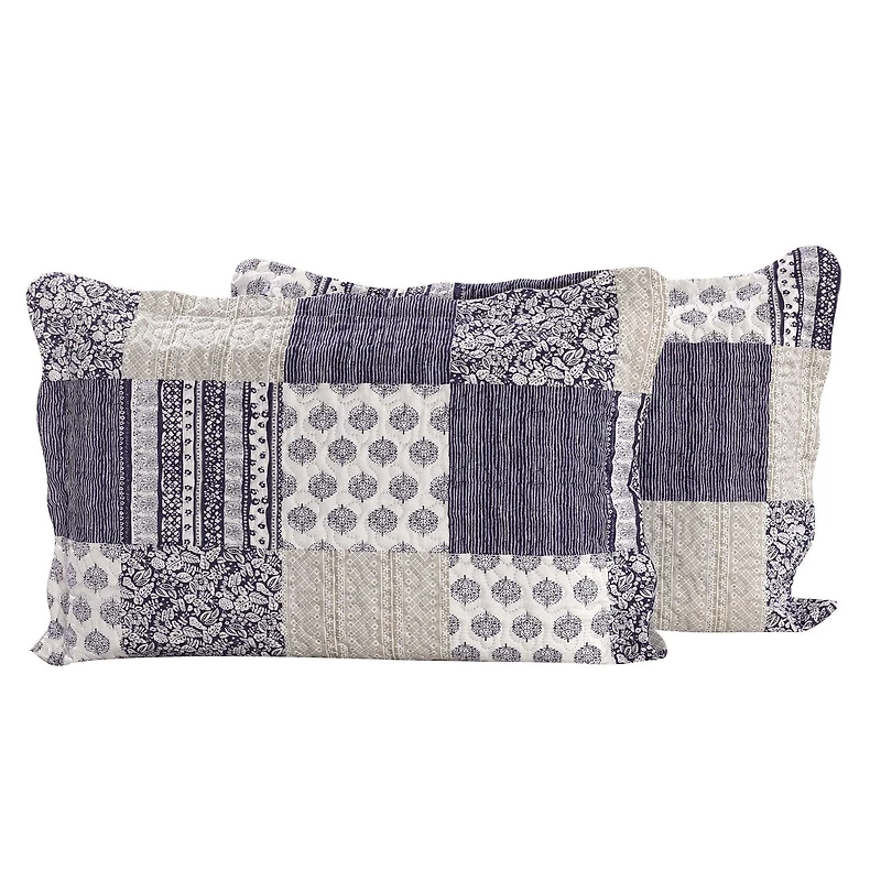 Marina Decoration Rich Printed Embossed Pinsonic Coverlet Bedspread Ultra Soft Bedding Summer Quilt Set with Shams, Navy Blue Plaid Pattern