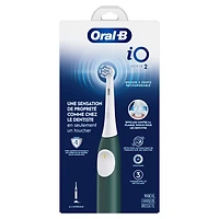 Brosse à dents électrique rechargeable Oral-B iO Série 2, vert forêt avec 1 brossette soins doux – Capteur automatique de pression pour protéger les gencives – 3 modes –