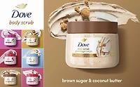 Dove Gommage pour le corps pour une peau soyeuse et lisse, au sucre brun et au beurre de noix de coco exfolie et restaure les nutriments naturels de la peau 425g