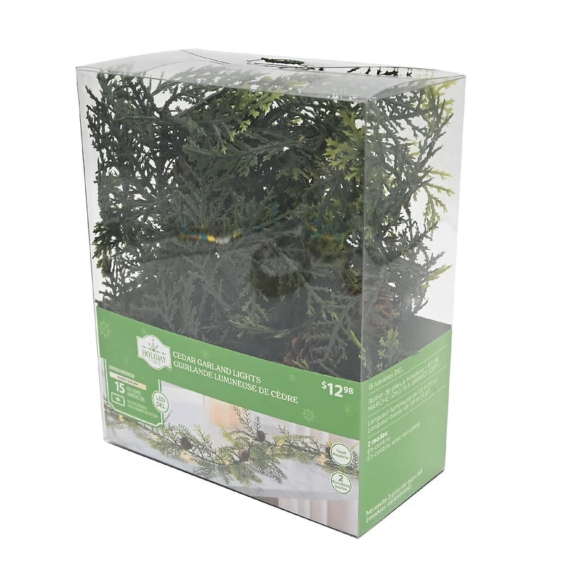 HOLIDAY TIME PL BO Guirlande de Feuilles LED 15 – Parfaite pour la Décoration de Noël, Usage Intérieur Uniquement