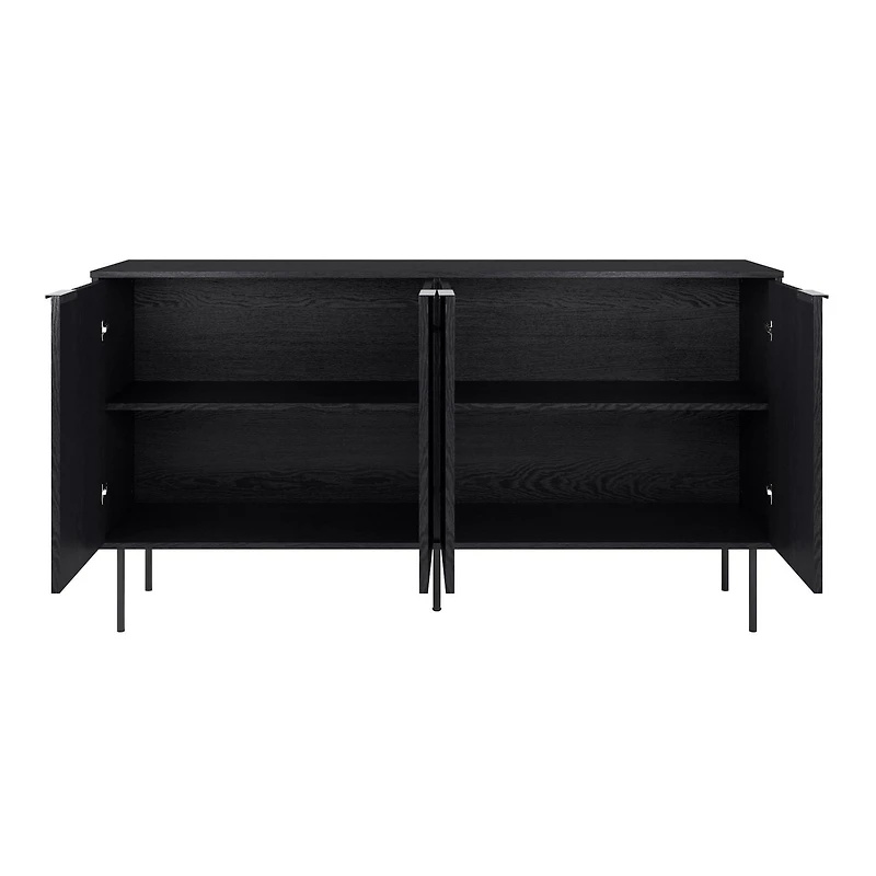 Lysander Black Premium Engineered Wood Fluted Sideboard Buffet