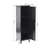 Homylin Home Storage Cabinet 3 Shelves 1 Door, Multipurpose Metal Locker Modern Large Space Cupboard - Black