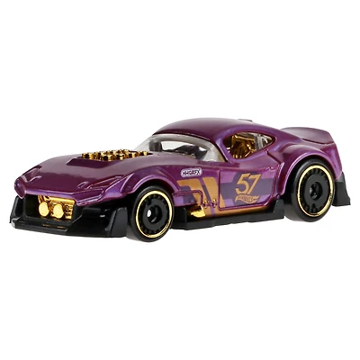 Hot-Wheels-1:64-Scale-Die-Cast-Toy-Car-or-Truck-with-Purple--&-Gold-Colored-Deco,-Muscle-And-Blown