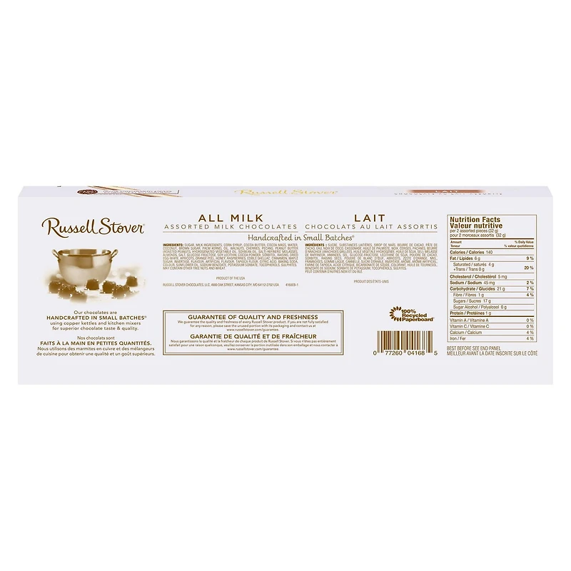Chocolats au lait Russell Stover – Boîte-cadeau à ruban