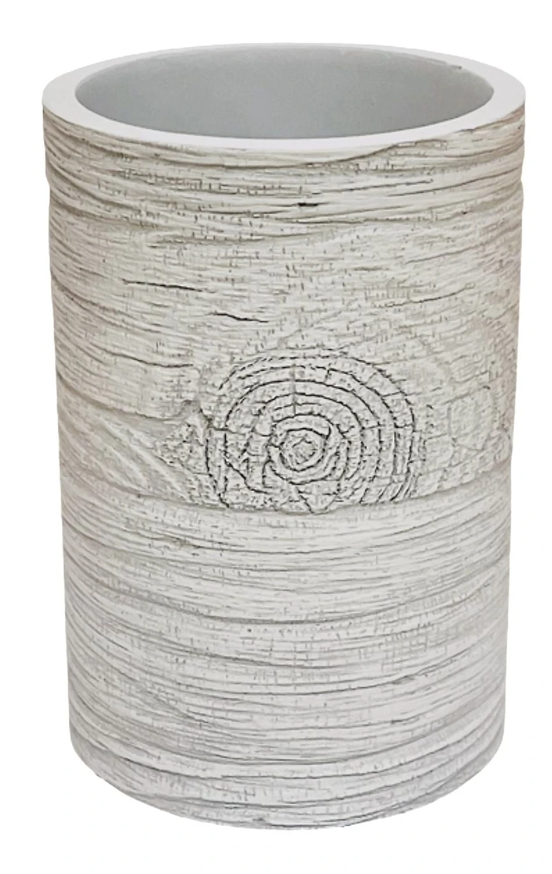 HOME TRENDS WHITE WOOD TUMBLER, HOME TRENDS WHITE WOOD RESIN TUMBLER