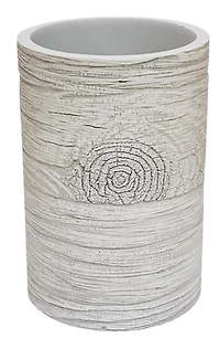 HOME TRENDS WHITE WOOD TUMBLER, HOME TRENDS WHITE WOOD RESIN TUMBLER