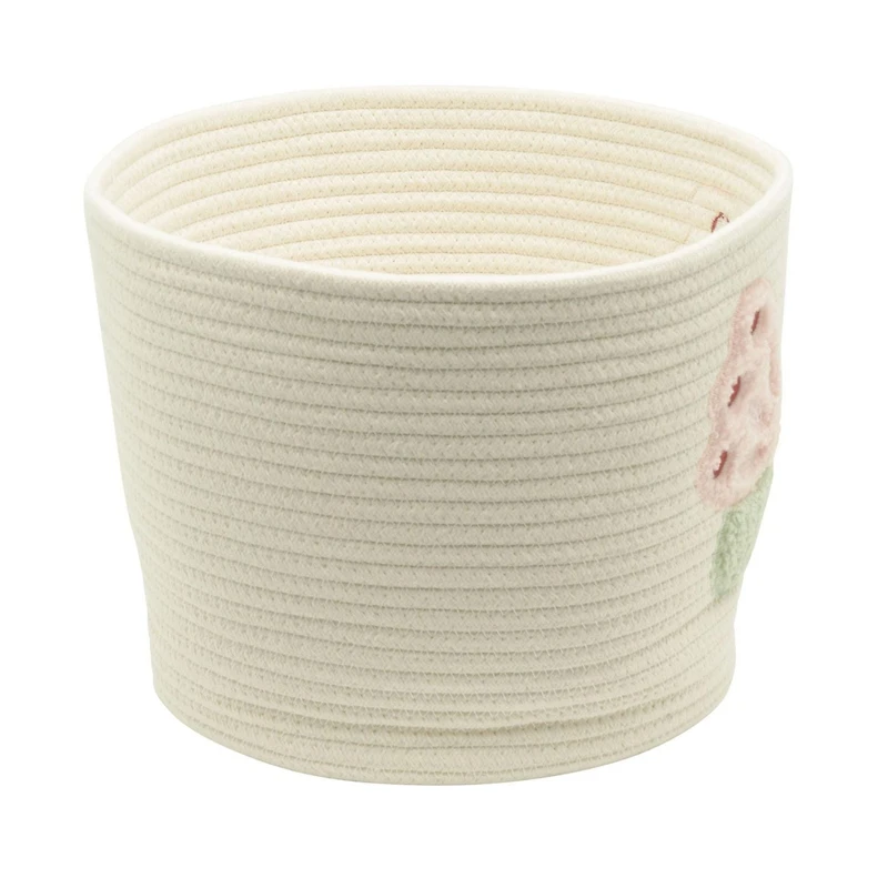 Panier de rangement en corde de coton avec image en forme de papillon ivoire