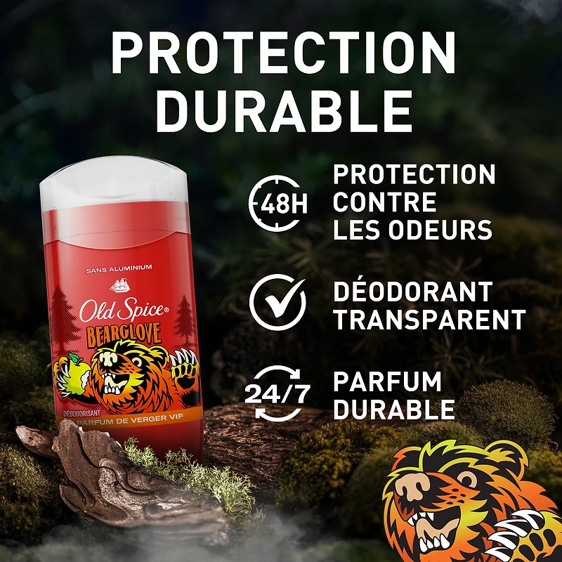 Old Spice Aluminum Free Deodorant for Men, 24/7 Freshness, Long Lasting Odor Protection, Legendary Fragrance, Bearglove, Crisp Orchard Scent, 85 g