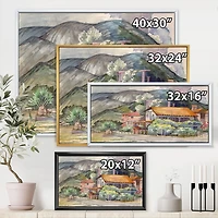 Designart Paysage grec au large de la côte de la mer Égée ART MURAL À CADRE FLOTTÉ
