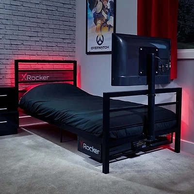 X Rocker Basecamp Gaming Bed with TV Mount and Storage Drawer, Black, Twin