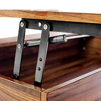 Homylin Table basse relevable de 39,4 pouces, table centrale industrielle avec compartiment de rangement caché pour le salon, petite pour la salle à manger, la réception, le bureau à domicile, brun ru