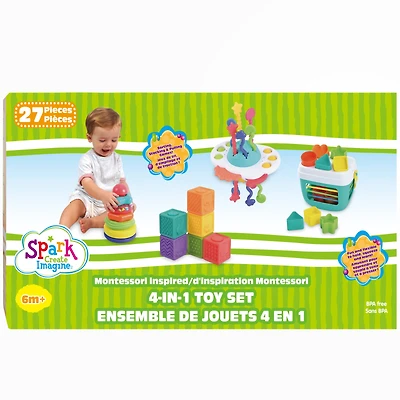 Ensemble de jouets 4 en 1 d’inspiration Montessori Spark Create Imagine