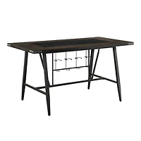 Topline Home Furnishings Counter Height Table with Glass Insert & Wine Rack