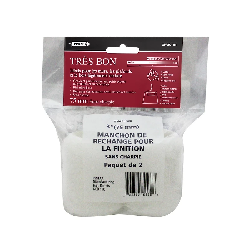 Pintar 3" Trim Roller Refills, Pack of 2