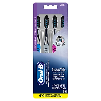 Oral-B Pro-Flex Charcoal Manual Toothbrush, Soft, 4 Count