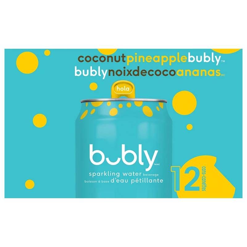 Bubly Coconut Pineapple Sparkling Water 12 x 355 ml, Cans.