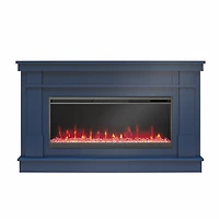 Novogratz Waverly Wide Mantel with Linear Electric Fireplace & Crystal Ember Bed, White Marble