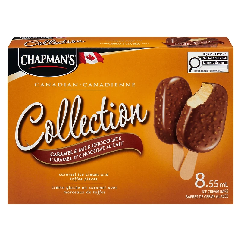 Chapman's Collection Canadienne Caramel & Chocolat au Lait Barre de Crème Glacée en Boîte 8 x 55mL