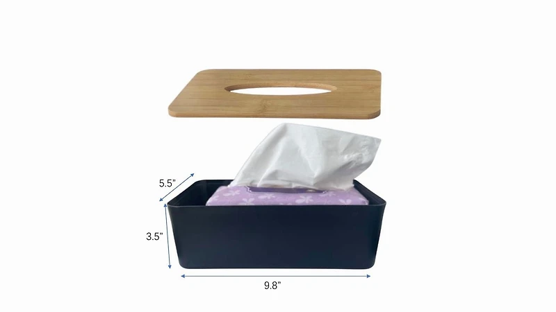 Mainstays BAMBOO TISSUE BOX BLACK, Mainstays BAMBOO TISSUE BOX  BLACK  PP+bamboo cover