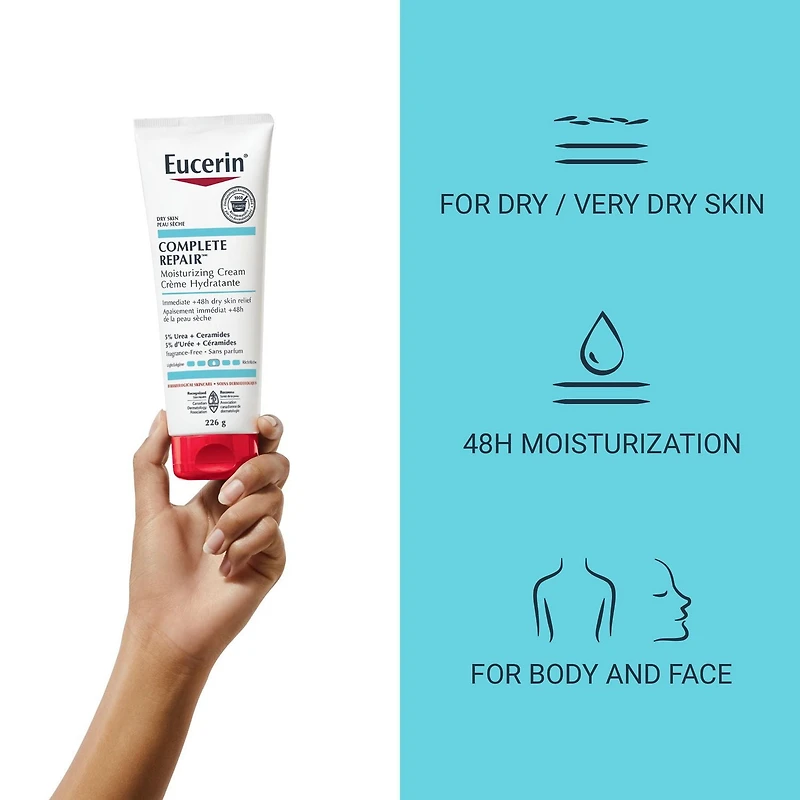 EUCERIN Complete Repair Crème Hydratante pour peaux sèches à très sèches | Visage & Corps Tube de 226 g