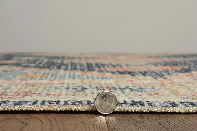 Tapis Grand Zéro Harlon ivoire & bleu de 5 pi x 7 pi 6 po