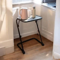 Table à micro-ondes pliable portable Homy Casa avec porte-gobelet fixe et hauteurs ajustables