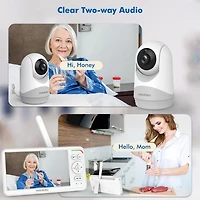 HelloBaby Moniteur Vidéo pour Bébé 6,0" LCD Sans Fil avec Batterie Rechargeable 4000 mAh, Panoramique et Inclinaison à Distance