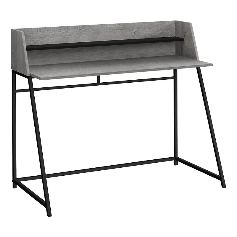 Monarch Specialties Computer Desk, Home Office, Laptop, Storage Shelves, 48"l, Work, Metal, Laminate, Grey, Black, Contemporary, Modern