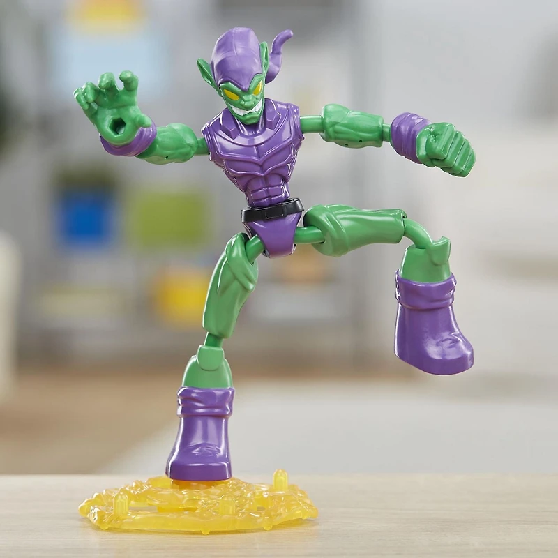 Marvel Spider-Man Bend and Flex Green Goblin Action Figure Toy, 6-Inch Flexible Figure, Includes Blast Accessories, For Kids Ages 6 And Up
