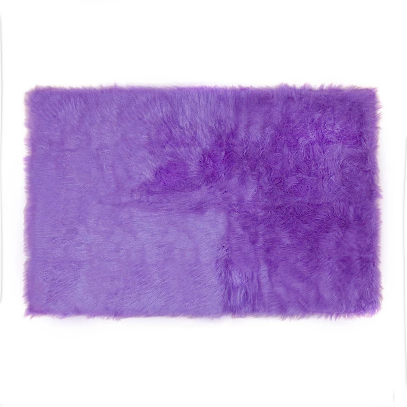 Home Décor Inc. Purple Faux Fur Rug – Soft, Stylish Accent Rug for Bedrooms, Living Rooms & Lounges, 30" x 45"