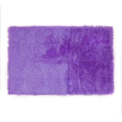 Home Décor Inc. Purple Faux Fur Rug – Soft, Stylish Accent Rug for Bedrooms, Living Rooms & Lounges, 30" x 45"