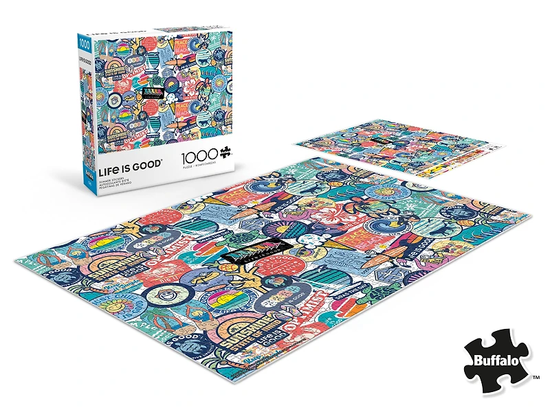 Puzzle en pièces emboîtables Buffalo Games LIG Summer Stickers de 1000 pièces pour adultes à partir de 14 ans