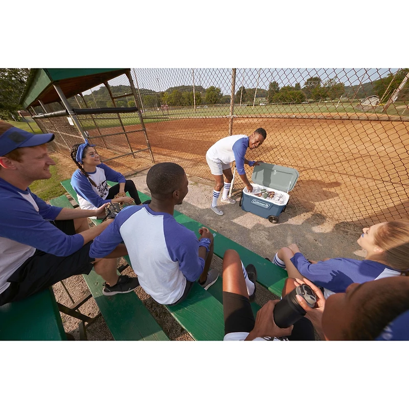 Coleman Classic Series 62-Quart Wheeled Camping Cooler, Lakeside Blue