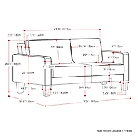 CorLiving Alton Green Corduroy Upholstered 3 Seater Sofa with Wood Legs