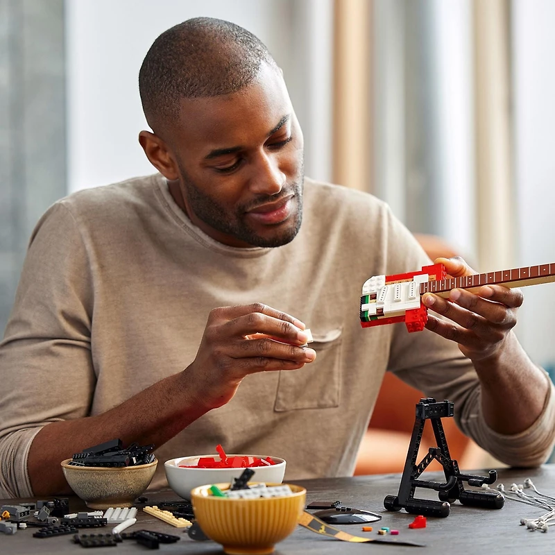 LEGO Ideas Fender Stratocaster 21329 DIY Guitar Model Building Set with 65 Princeton Reverb Amplifier & Authentic Accessories, Great Birthday Gift