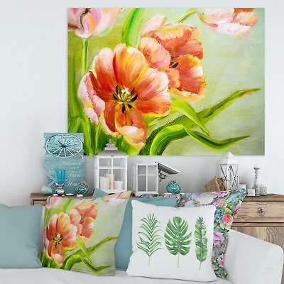Designart Vintage Red Tulips Flowers II Canvas Wall Art