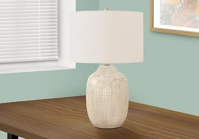 Monarch Specialties Lighting, 26"h, Table Lamp, Cream Ceramic, Ivory / Cream Shade, Contemporary