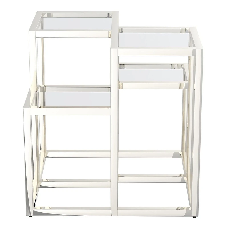 Table d'Appoint Contemporaine en Métal et Verre - Argent