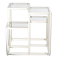 Table d'Appoint Contemporaine en Métal et Verre - Argent
