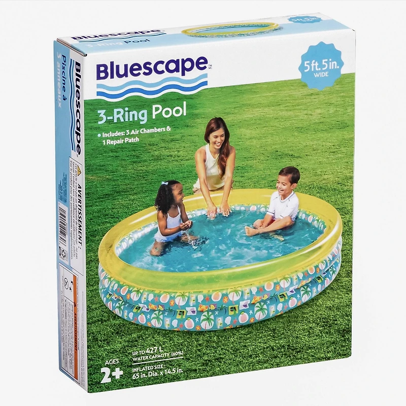 Bluescape Green Tropical 3-Ring Inflatable Swimming Pool for Kids, Round, Age 2 & up, Unisex