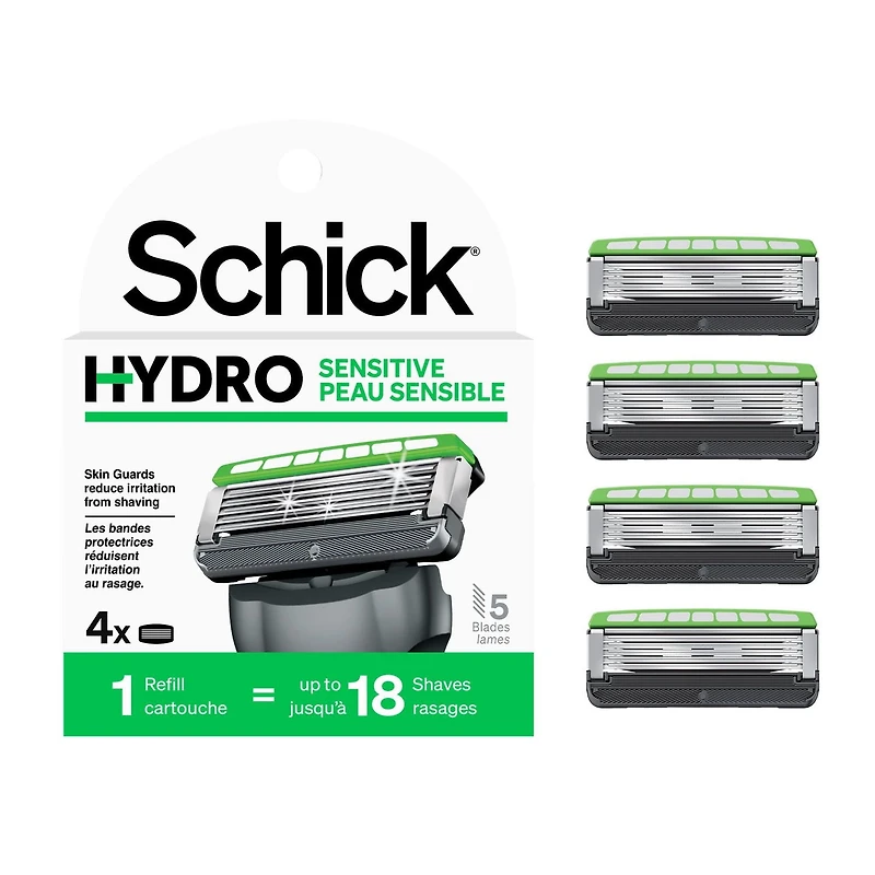Cartouches de lames Schick Hydro pour hommes pour peaux sensibles 4 cartouches de lames
