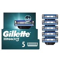 Gillette Mach3 Recharges de Lames de Rasoir Cartouches de Rasoir, Recharges de Rasoir pour Hommes avec Bande Lubrifiante, Lames de Rasoir à 3 Lames pour un Rasage de Près 5ct