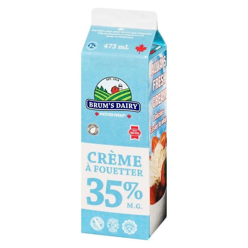 Crème à fouetter à 35 % M.G. de Brum's Carton de 473 ml