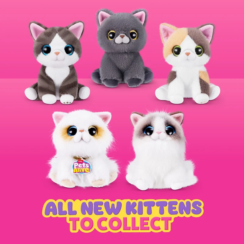 Pets Alive Smitten Kittens Series 2 Cat Interactive Plush Toy, Collectible by ZURU (Colours may vary)