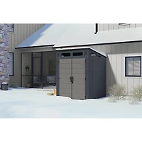 Suncast 6 x 5 ft Modernist Resin Storage Shed – Steel-Reinforced Outdoor Structure with 200 Cu. ft. Capacity - Cyberspace/Dove Gray