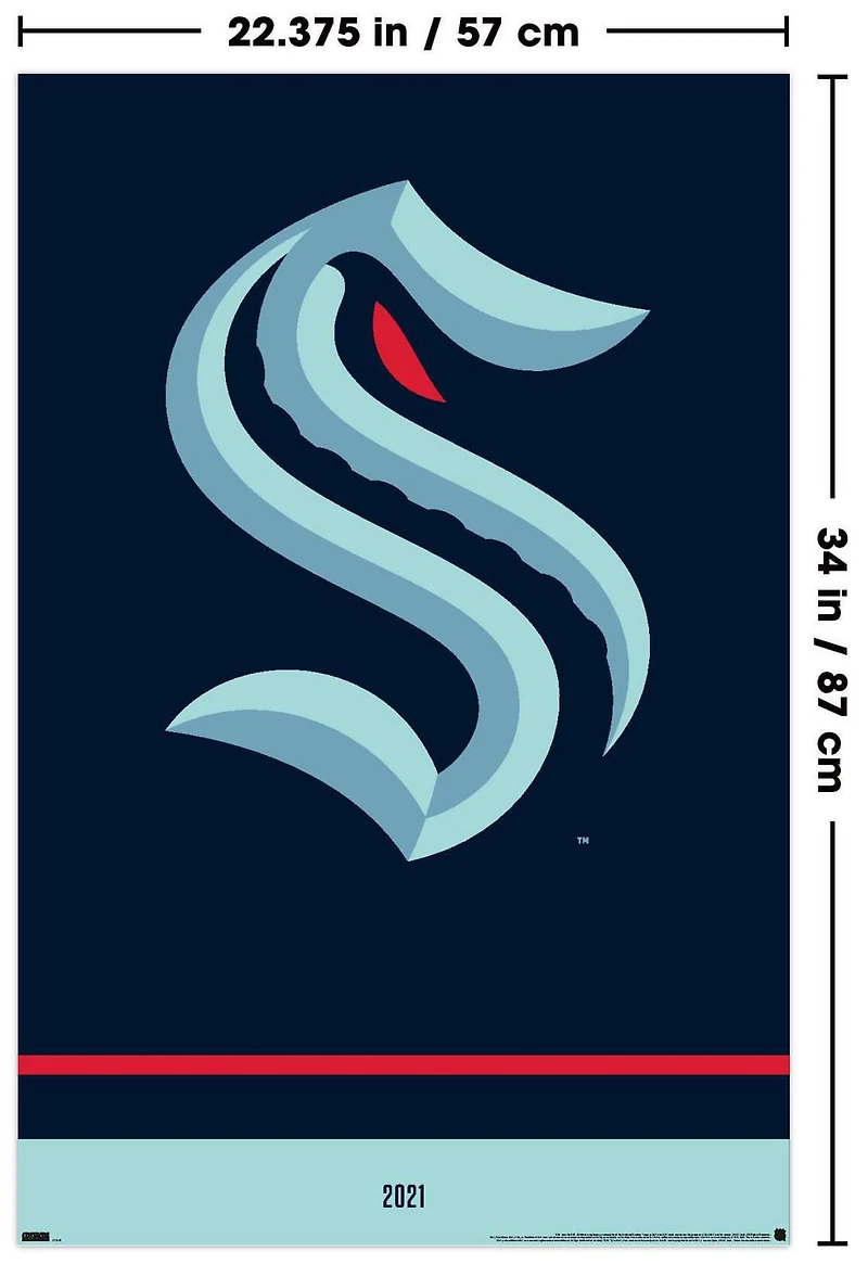 NHL Seattle Kraken - Logo 21 Wall Poster, 22.375" x 34"