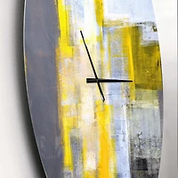 Designart 'Grey and Yellow Blur Abstract ' Modern wall clock